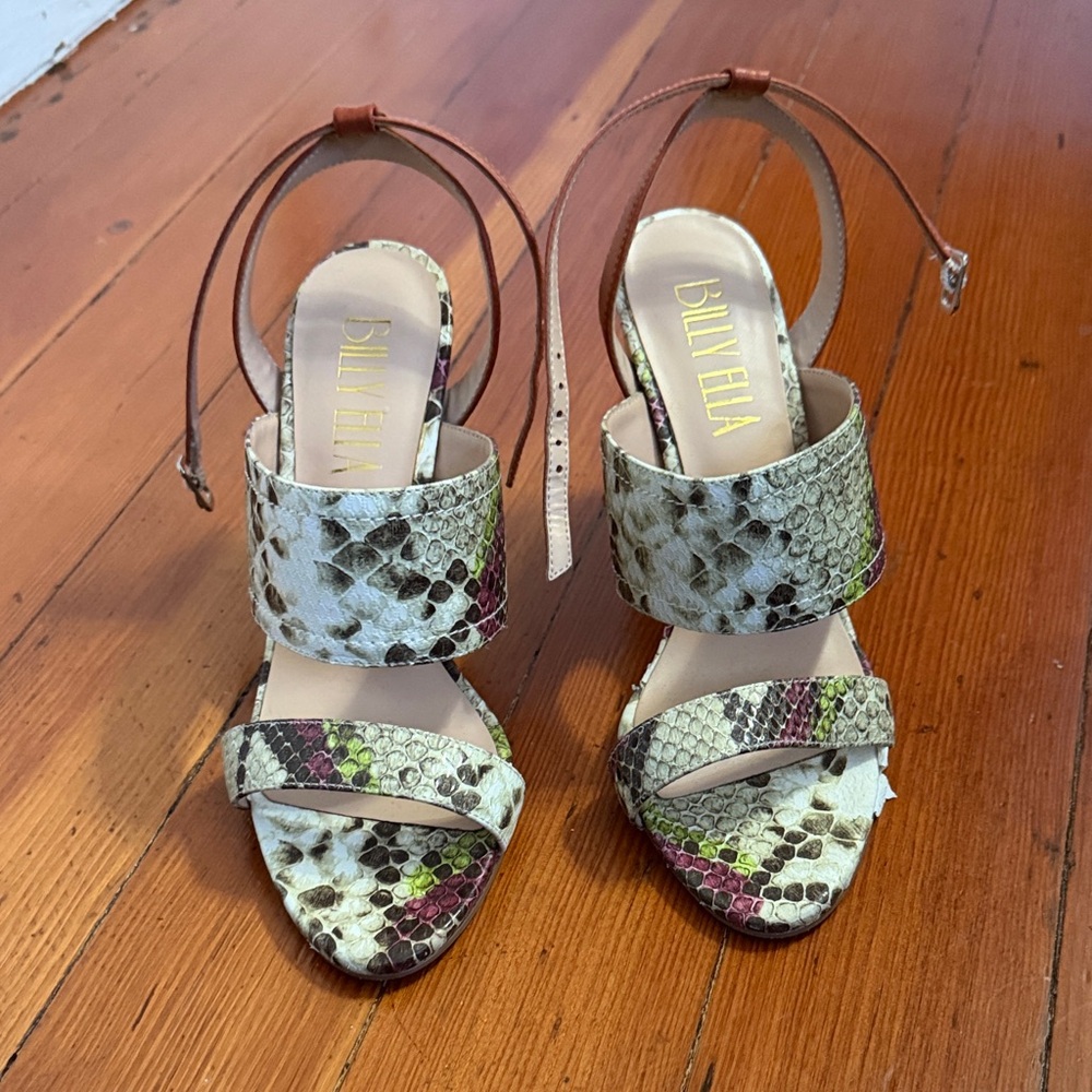 Women's Snakeskin Heels - Cream, Brown, Green